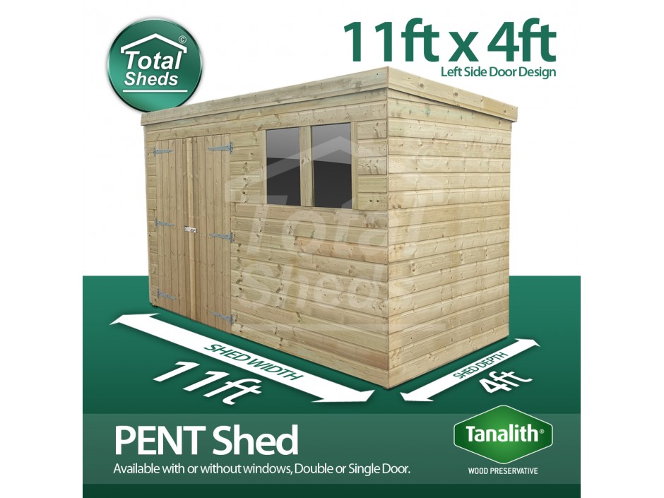 11ft x 4ft Pent Shed