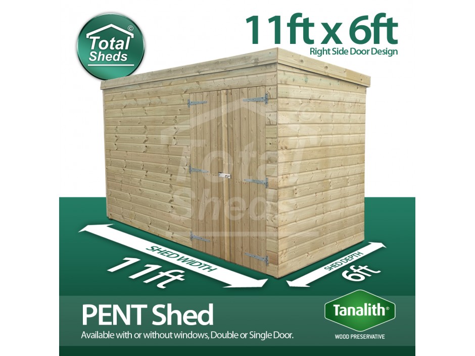 11ft X 6ft Pent Shed