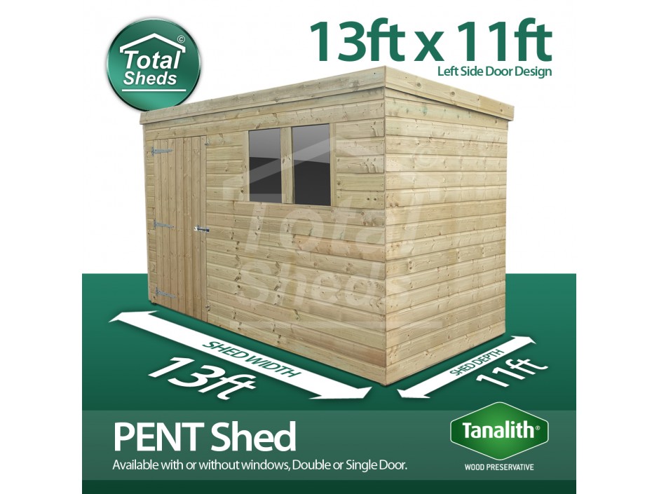 13ft X 11ft Pent Shed