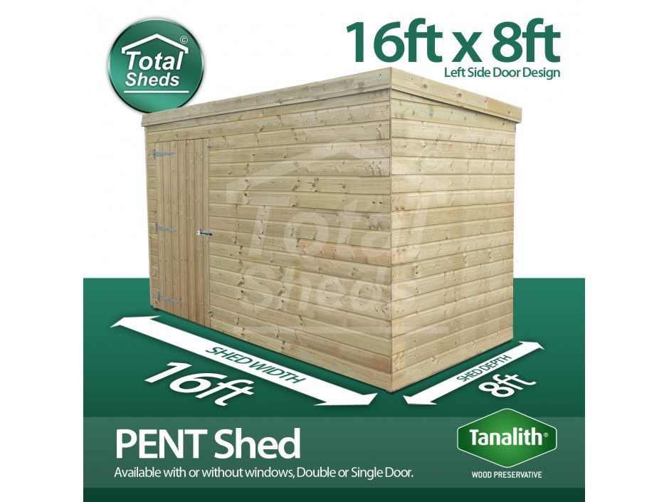 16ft X 8ft Pent Shed