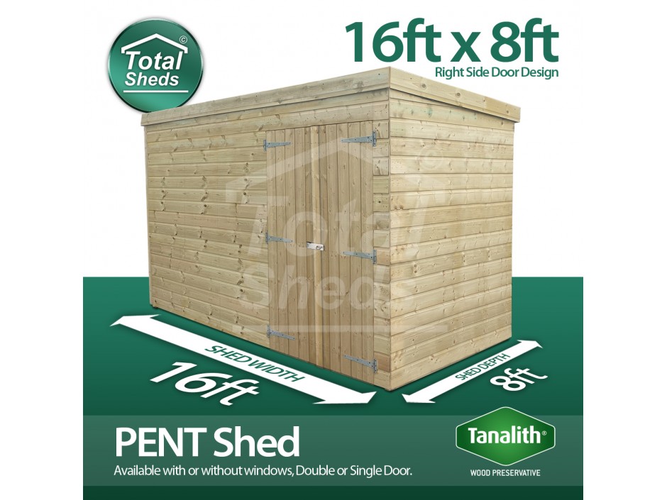 16ft X 8ft Pent Shed