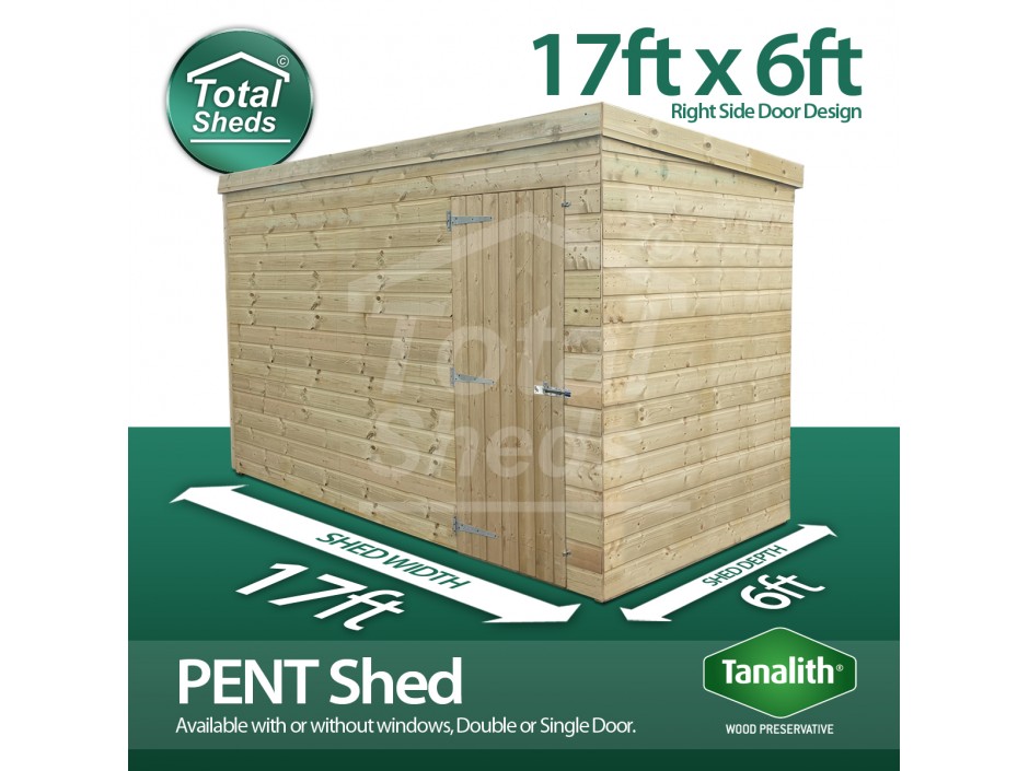 17ft X 6ft Pent Shed