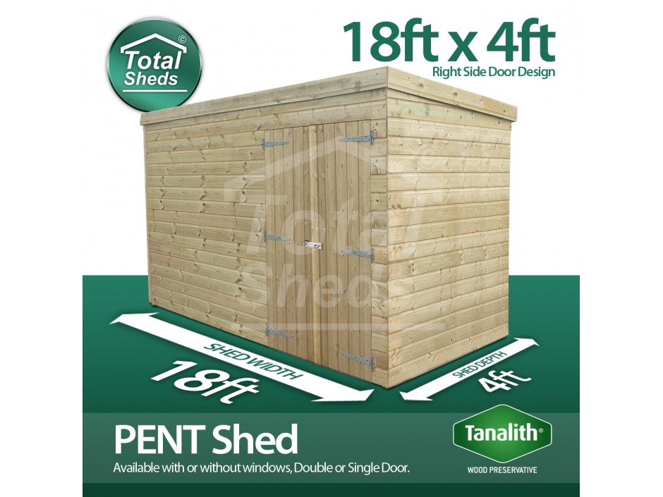 18ft X 4ft Pent Shed