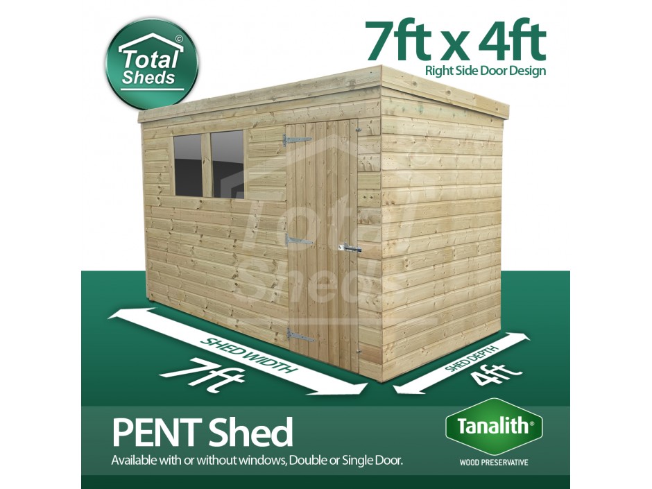 7ft X 4ft Pent Shed
