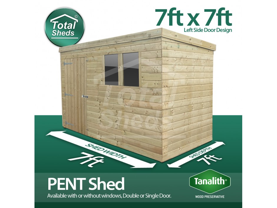 7ft X 7ft Pent Shed