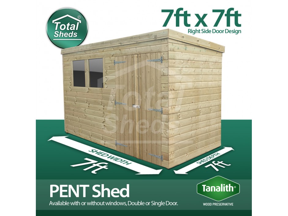 7ft X 7ft Pent Shed