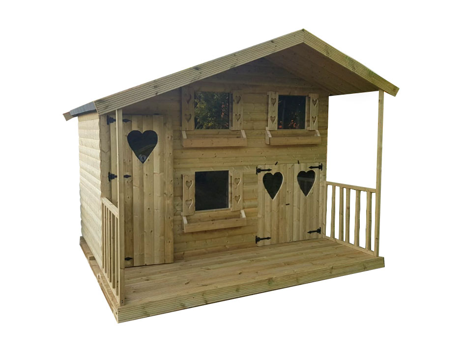 10ft X 8ft Double Storey Loglap Playhouse With Verandah