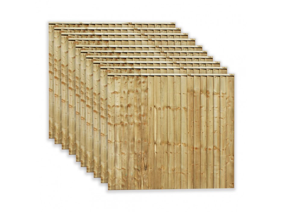 6ft x 2ft Featheredge Closeboard Fence Panels (Pack of 10)