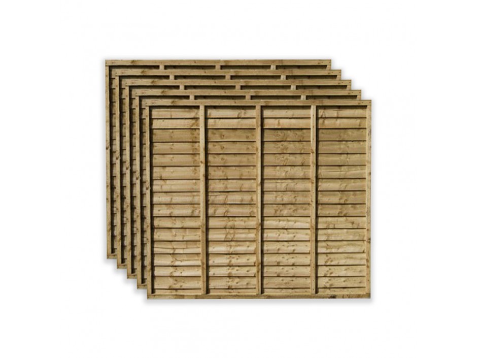 6ft x 3ft Waney Lap Overlap Larch Fence Panels (Pack of 5)