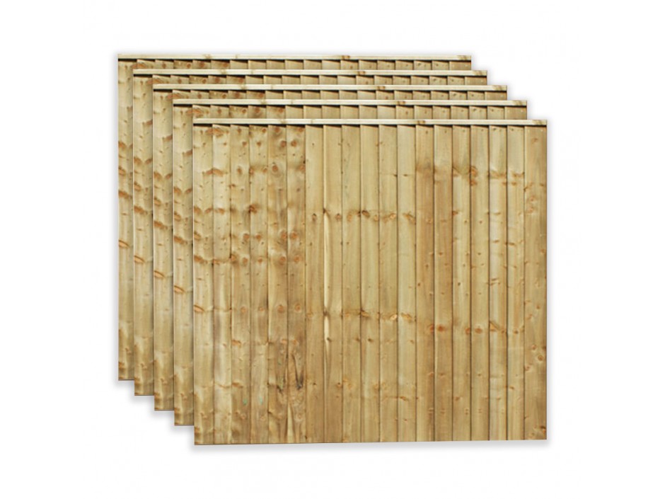 6ft x 4ft Featheredge Closeboard Fence Panels (Pack of 5)