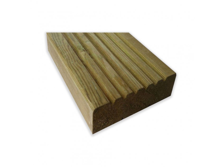 1m x 125mm x 32mm Pressure Treated Tanalised Decking Boards