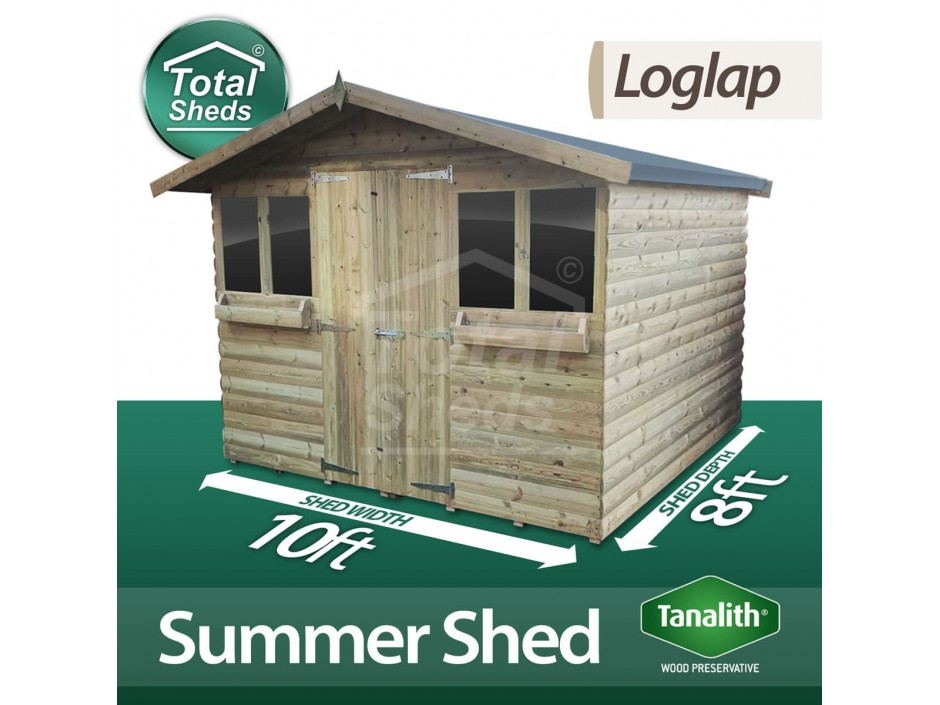 10ft X 8ft Loglap Summer Shed