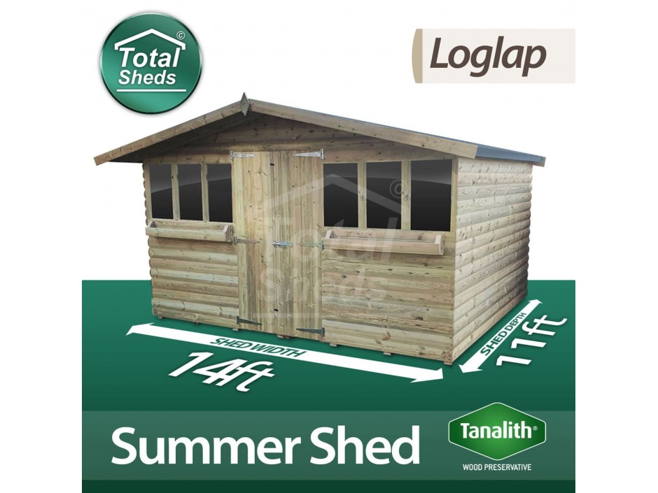 14ft X 11ft Loglap Summer Shed