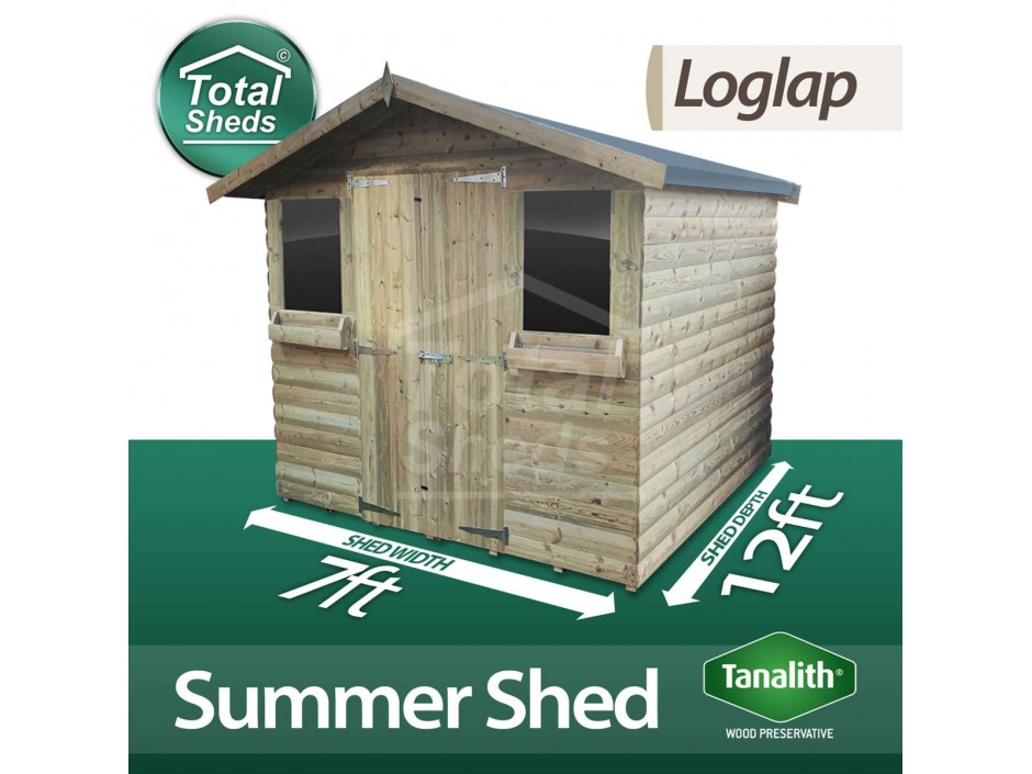 7ft X 12ft Loglap Summer Shed