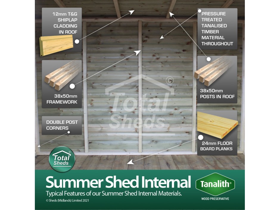 15ft X 9ft Loglap Summer Shed