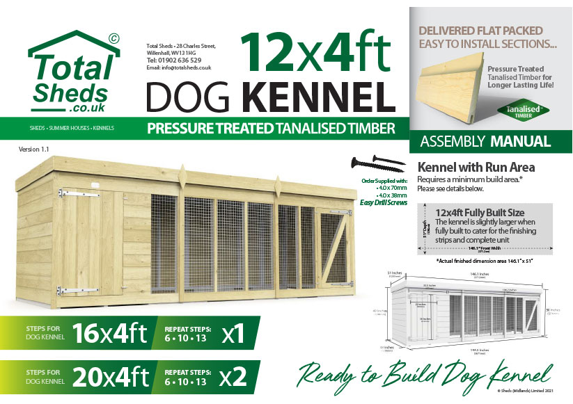 12ft x 4ft F&F Dog Kennel assembly guide