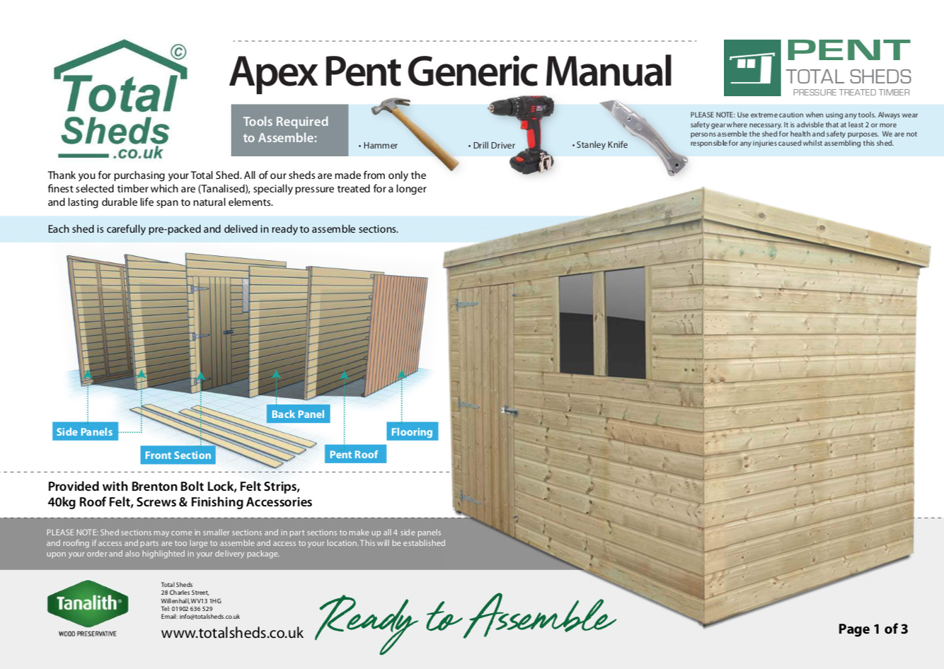 Pent Shed Installation Guide