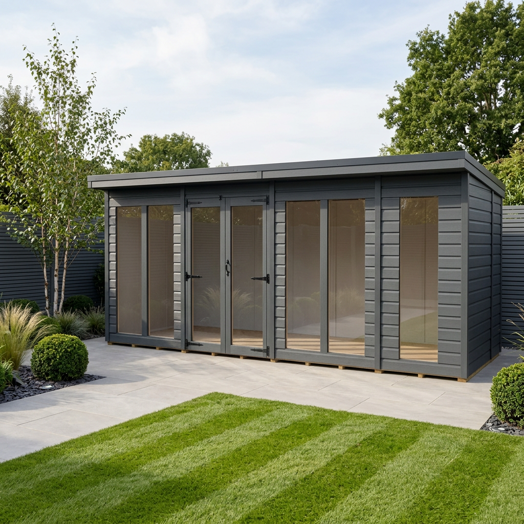 18x8 Composite Pent Full Height Summer House