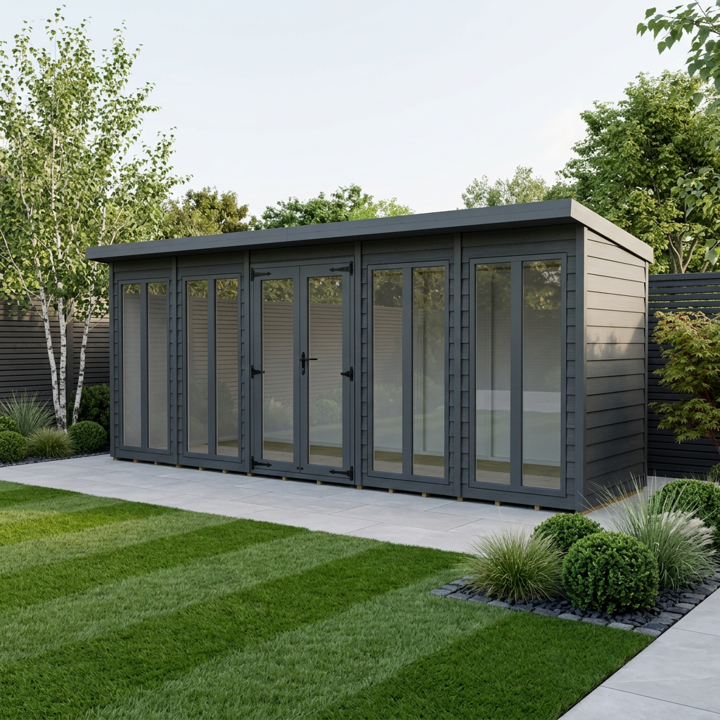 20x4 Composite Pent Full Height Summer House
