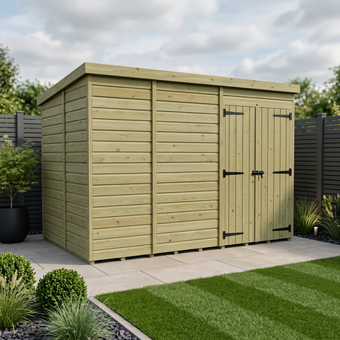 11 x 10 Pent Shed (Double Door, No Windows)