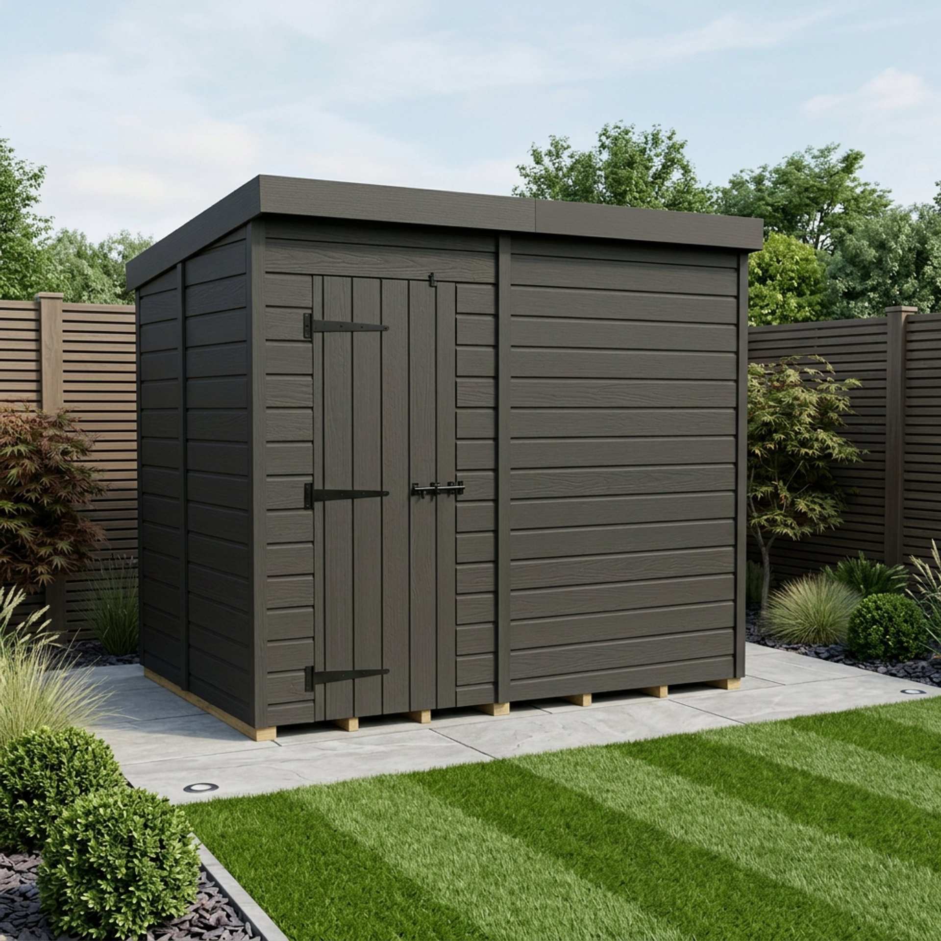 11x5 Pent Composite Shed (Single Door, No Windows)