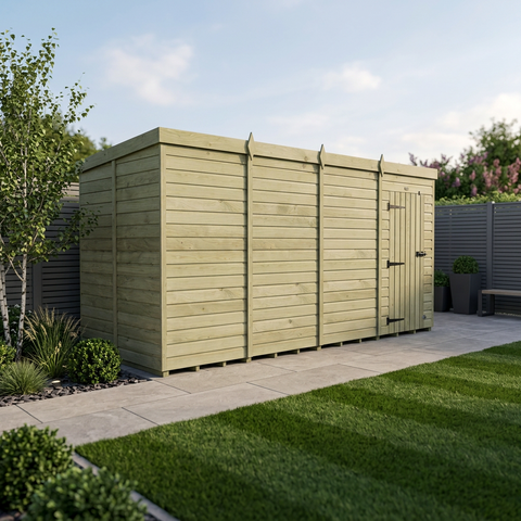 16 x 7 Pent Shed (Single Door, No Windows)
