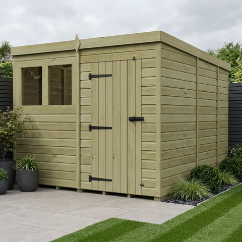 8 x 9 Pent Shed (Single Door, With Windows)