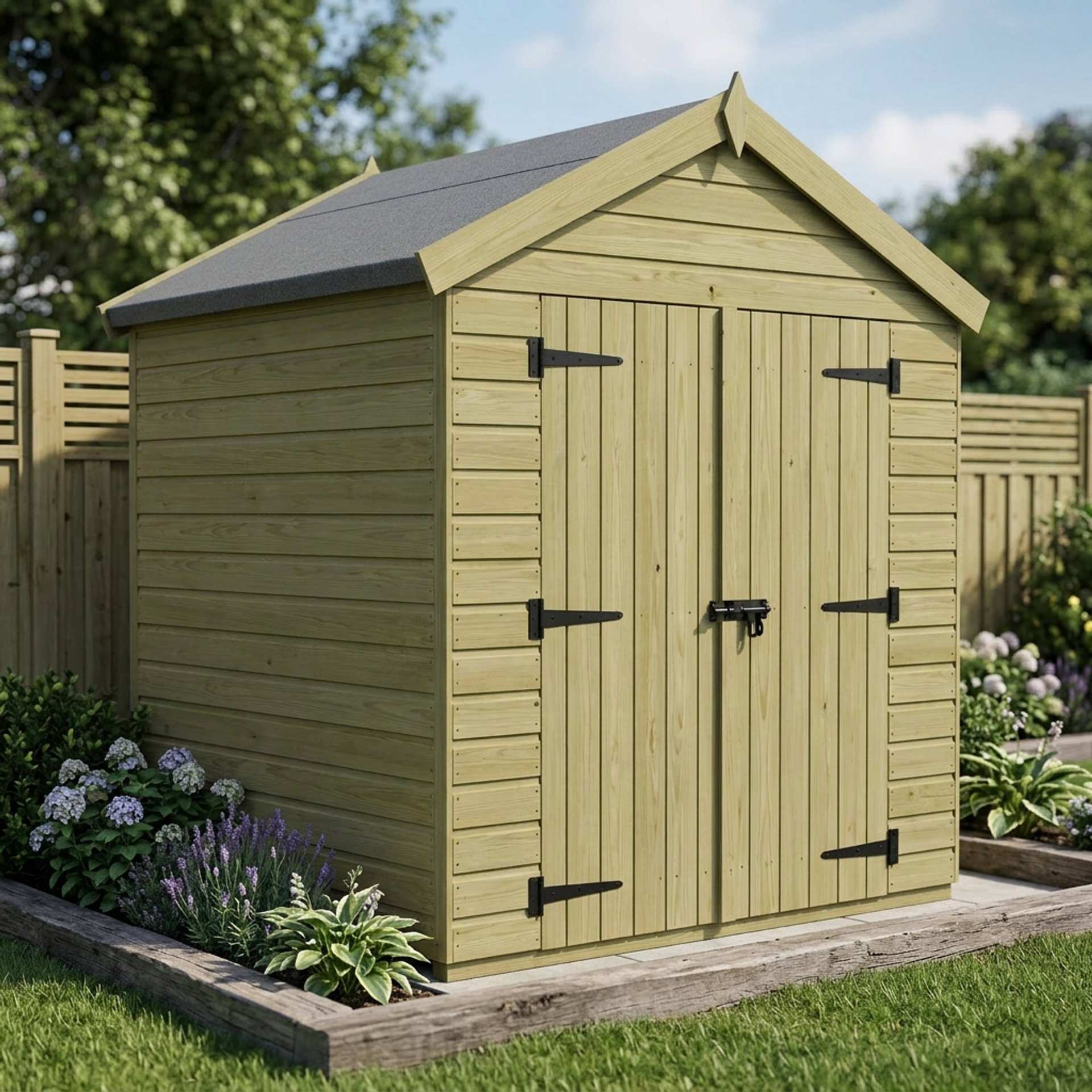 7 x 4 Apex Shed (Double Door, No Windows)