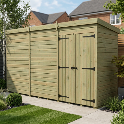 12 x 4 Pent Shed (Double Door, No Windows)