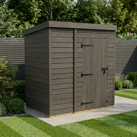 6x4 Pent Composite Shed (Single Door, No Windows)
