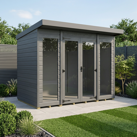8x9 Composite Pent Full Height Summer House