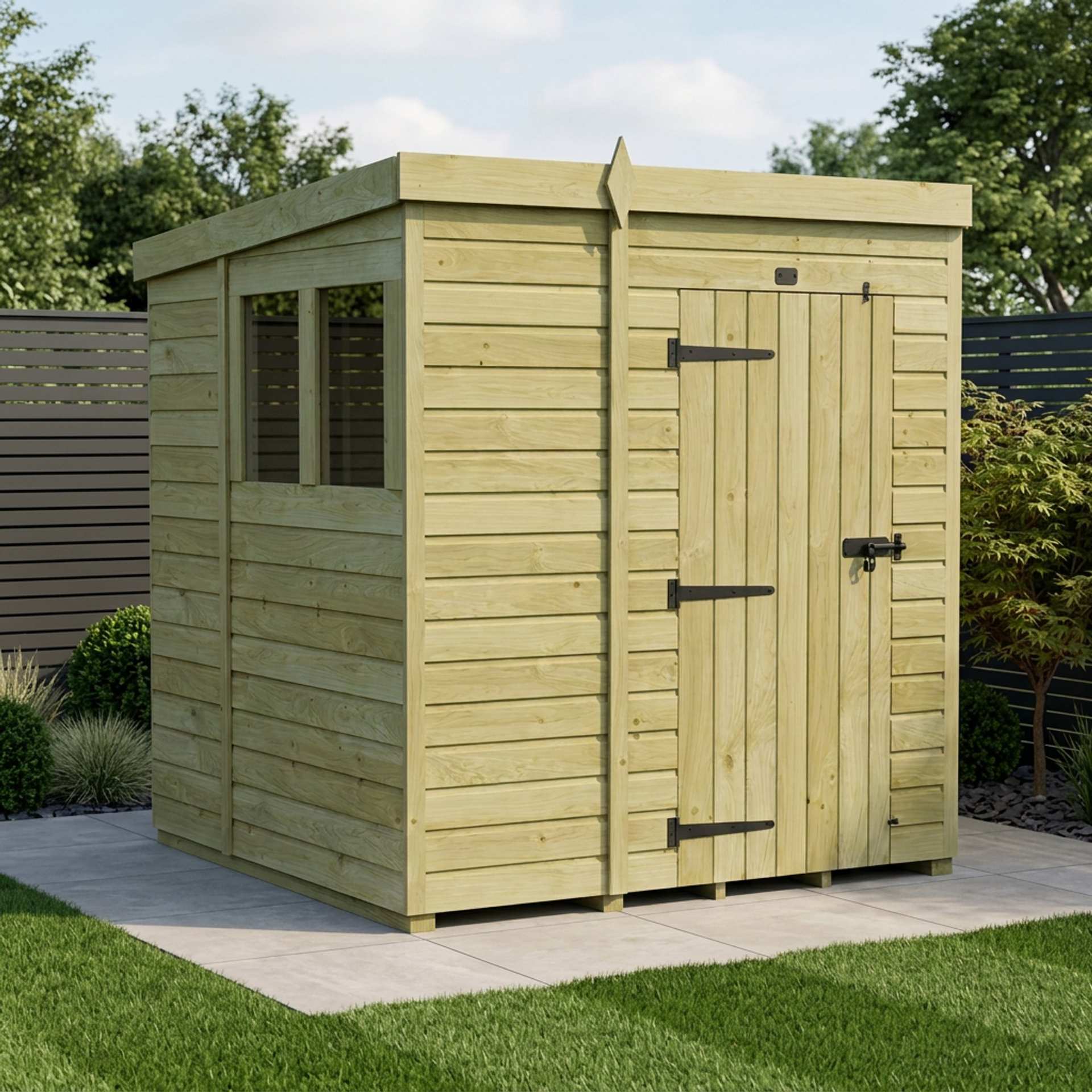 5 x 6 Pent Shed (Single Door, With Windows)