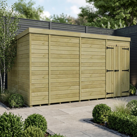 14 x 9 Pent Shed (Double Door, No Windows)
