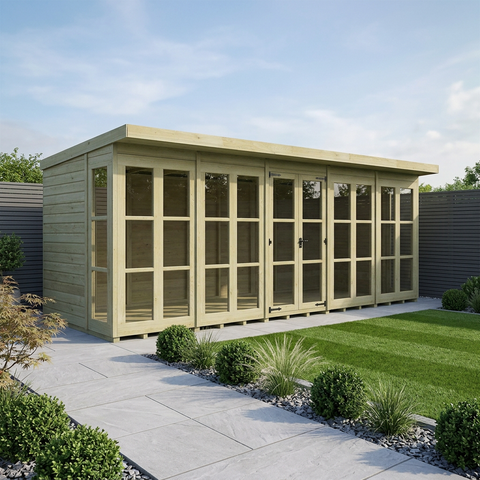20 x 6 Georgian Window Pent Summer House