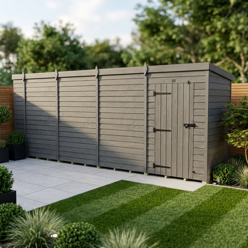 17x6 Pent Composite Shed (Single Door, No Windows)