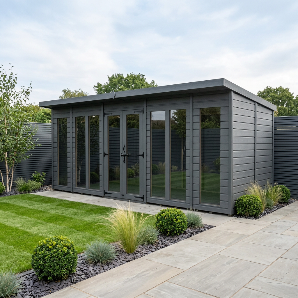 18x7 Composite Pent Full Height Summer House