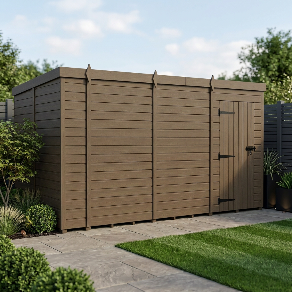 16x4 Pent Composite Shed (Single Door, No Windows)