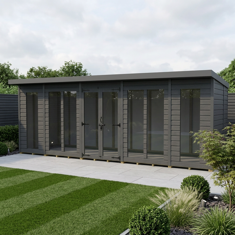 18x5 Composite Pent Full Height Summer House