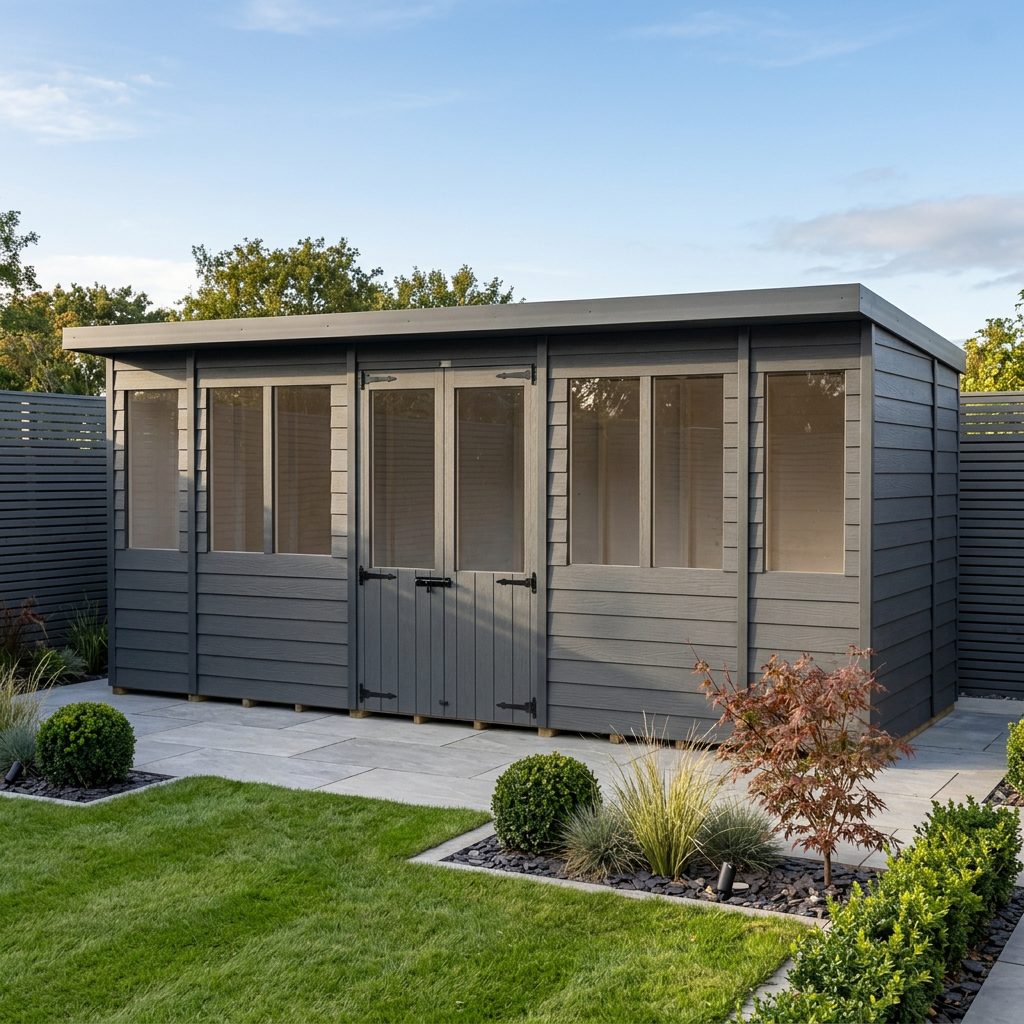 16x6 Composite Pent Summer House (Double Doors, With Windows)