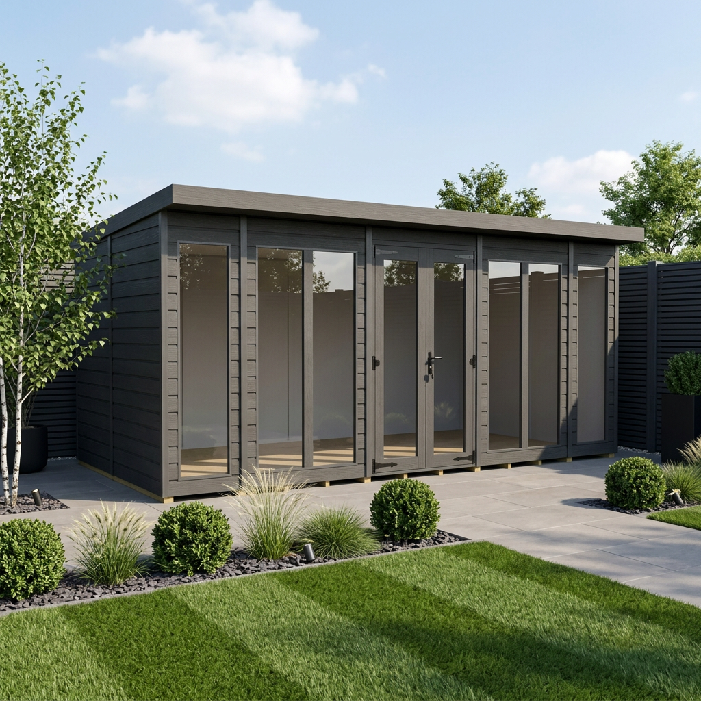 16x7 Composite Pent Full Height Summer House