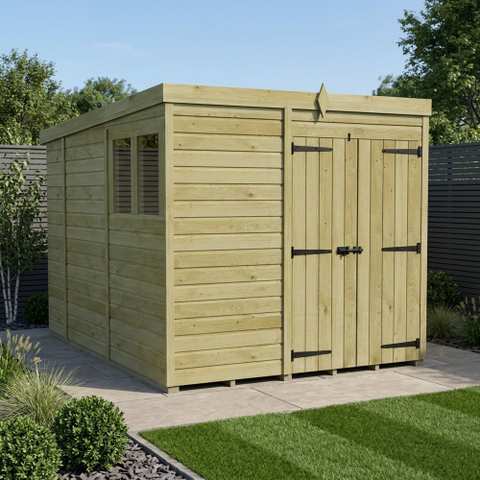 7 x 10 Pent Shed (Double Door, With Windows)