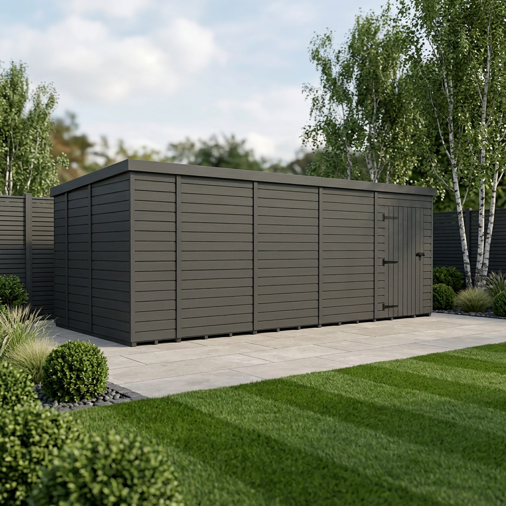 18x9 Pent Composite Shed (Single Door, No Windows)