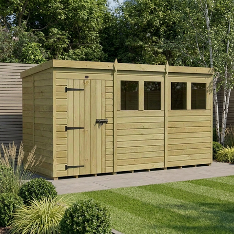 12 x 5 Pent Shed (Single Door, With Windows)