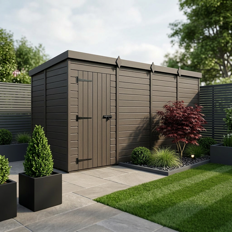 15x5 Pent Composite Shed (Single Door, No Windows)