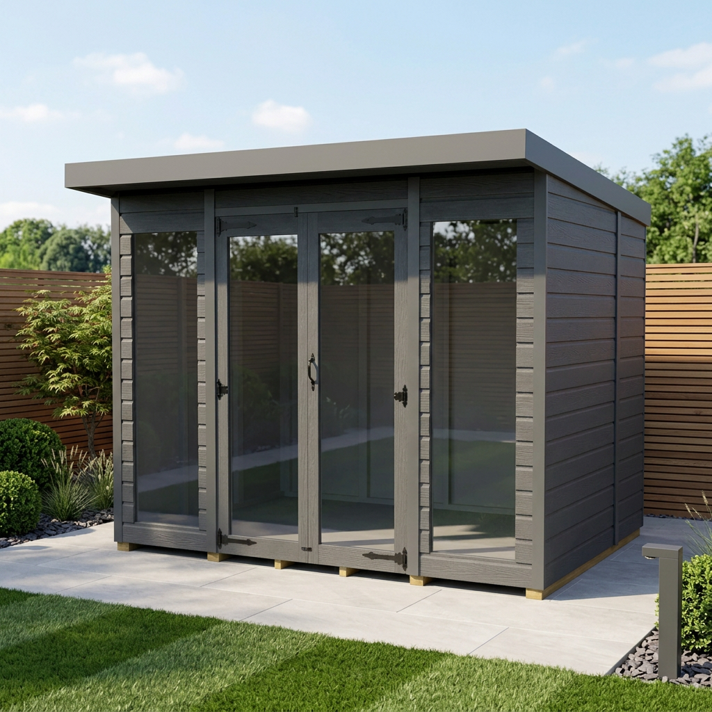 8x7 Composite Pent Full Height Summer House