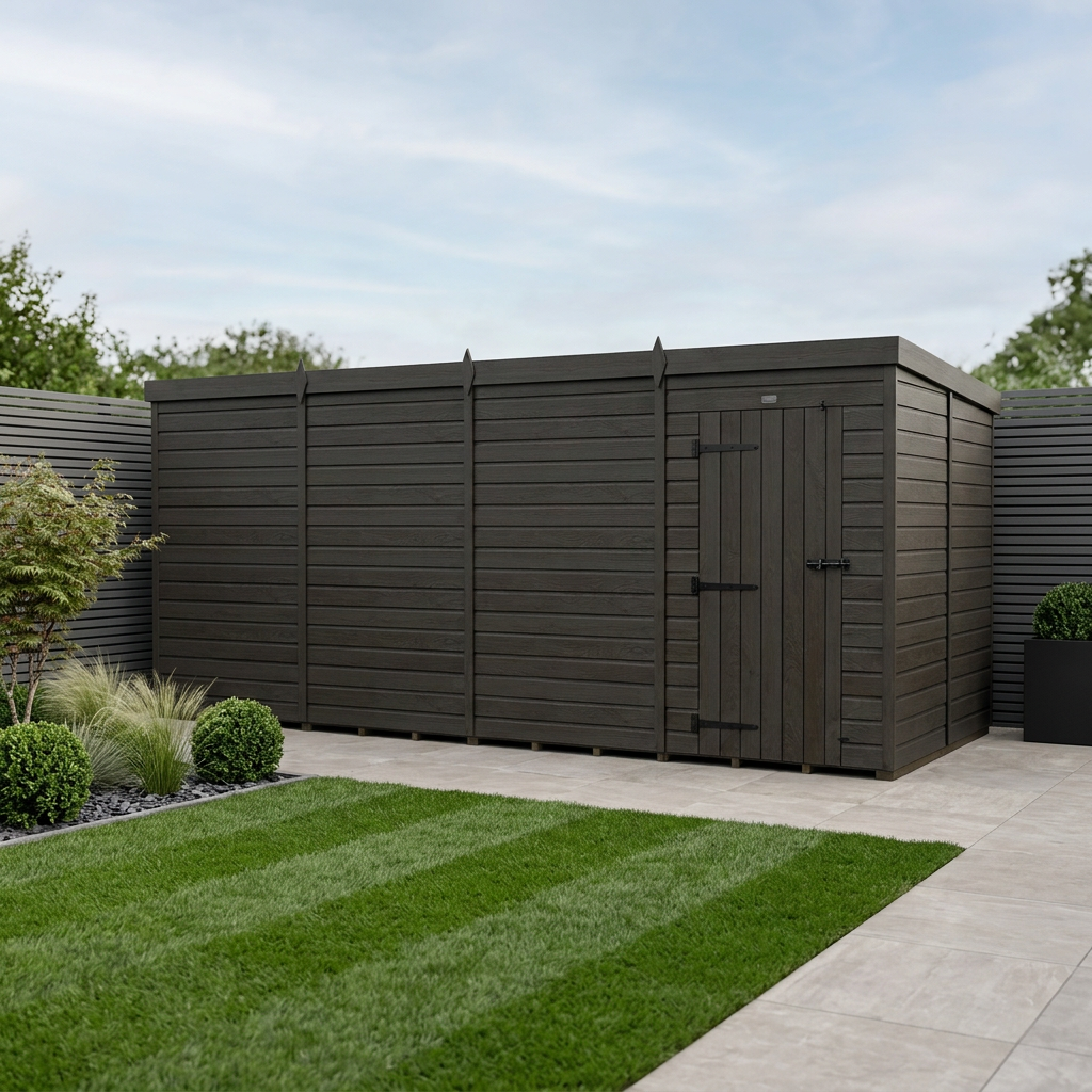 19x10 Pent Composite Shed (Single Door, No Windows)
