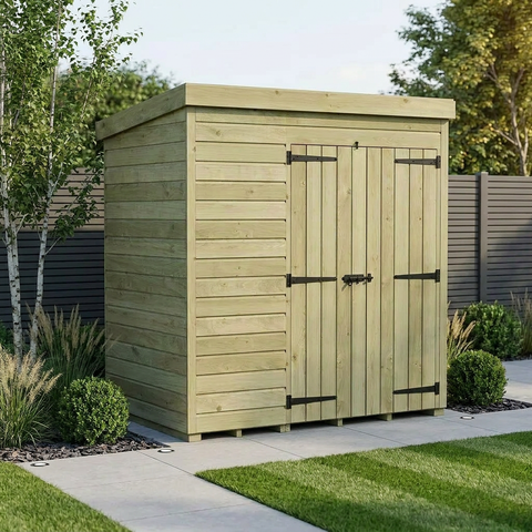 7 x 4 Pent Shed (Double Door, No Windows)