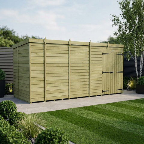 19 x 5 Pent Shed (Double Door, No Windows)
