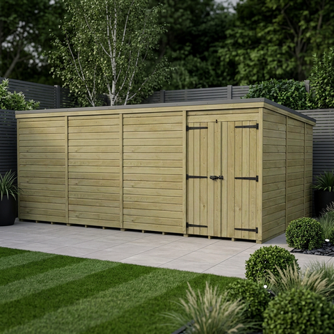 16 x 10 Pent Shed (Double Door, No Windows)
