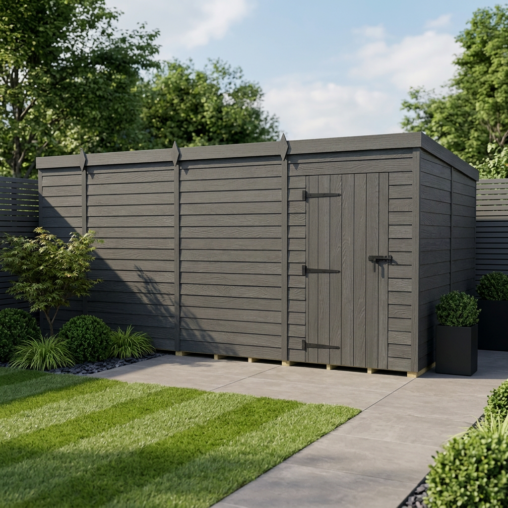 15x8 Pent Composite Shed (Single Door, No Windows)